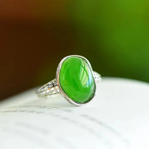 11503 Set Cincin Filigree Jasper Alami dari Giok Perak 925 bersih, halus, dan hangat Sudah termasuk pajak pengiriman.