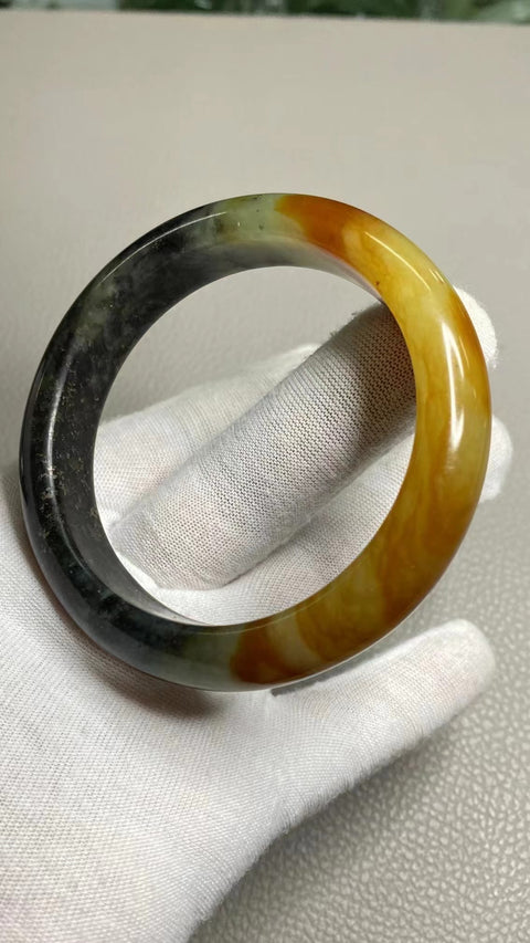 Gelang Giok Bunga Giok Cui Fine Jade Ukuran 59-61mm Ukuran 60.2mm Lebar Samping 14.2mm Giok terjadi secara alami Pola acak Termasuk ongkos kirim dan pajak