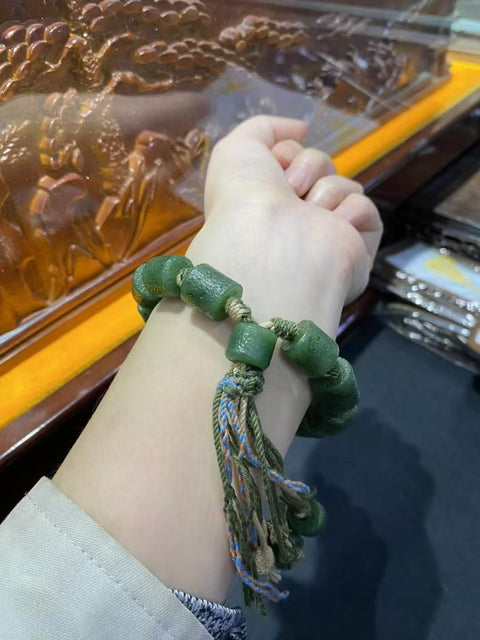 Gelang Jasper Tibet Alami Hanya satu buah; Giok halus dan hangat, gaya yang indah sudah termasuk pajak pengiriman.