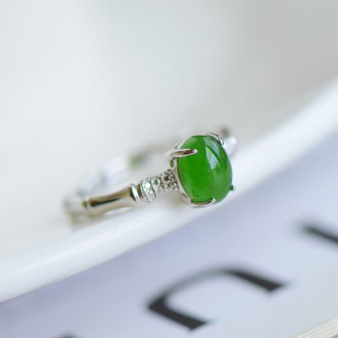 11156 Cincin Jasper Alami & nbsp; Ukuran 8 * 6mm 925 Perak Pengaturan Giok bersih dan halus dan hangat Termasuk pajak pengiriman.