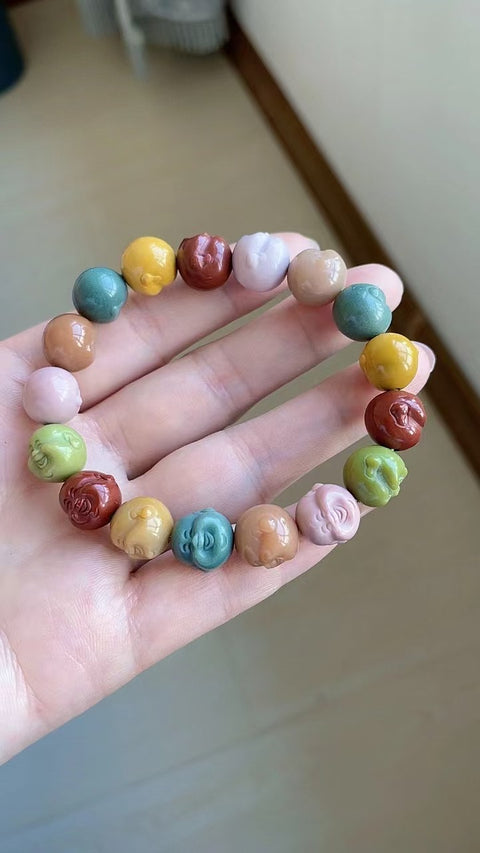 Gelang Kepala Buddha Batu Akik Alashan Alami Ukuran 1.0 * 1.0cm Gaya Unik Termasuk Pajak Pengiriman