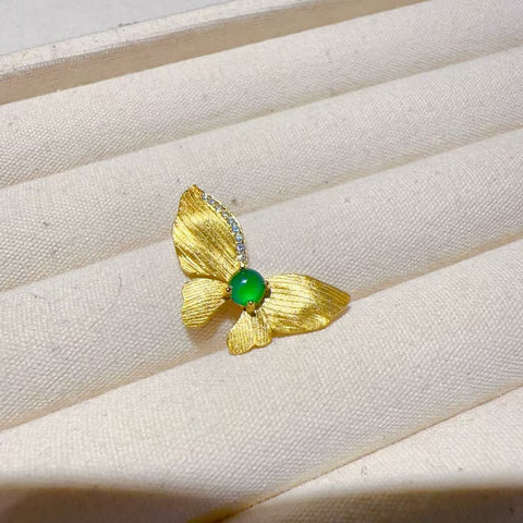 Kalung Kupu-kupu Jadeite Guatemala Alami Ukuran 4mm Ukuran Keseluruhan 22.8 * 13.6mm Kira-kira 925 Pengaturan Perak Termasuk Pajak Pengiriman.