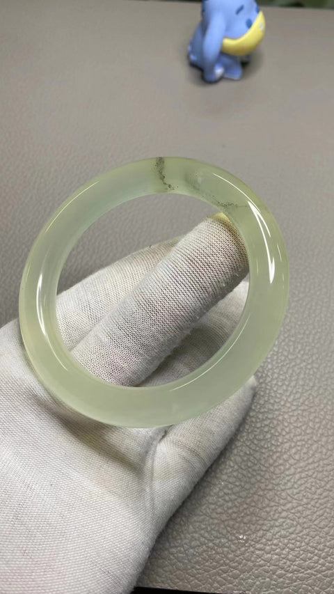 Gelang Garis Putaran Warna Musim Semi Giok Cui Giok Alami Ukuran 57-59mm Ukuran 58.3mm Lebar Sisi 10.9mm Giok terjadi secara alami Pola acak Pajak Pengiriman Termasuk