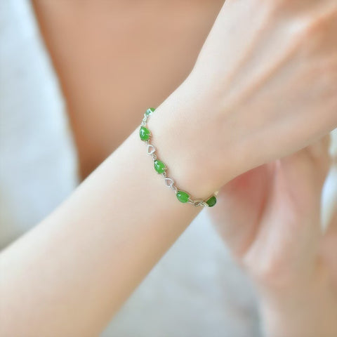 Gelang Tetesan Air Mata Giok Hetian Bertatahkan Perak S925 - 15988# - 5×6 Gratis ongkos kirim dan pajak.