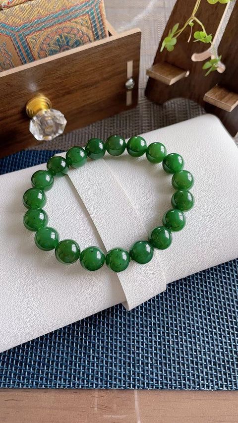 Gelang giok hetian nefrit alami, tembus pandang yang sangat baik, bintik hitam kecil, ukuran 1.0. Gratis ongkos kirim dan pajak.