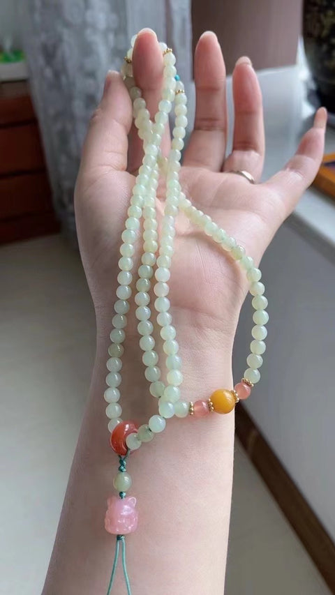 Gelang Giok Hetian Alami dengan Nanhong + Turquoise Ukuran 0.5mm Gaya: Gaya Bagus, Kalung & Gelang Sudah termasuk pajak pengiriman.
