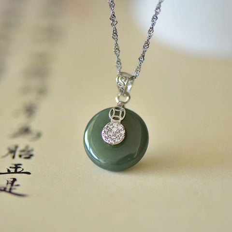 3280Q Set Kalung Gesper Perdamaian Jasper Alami dalam Gaya 925 Perak Ukuran 15 * 15mm Sudah termasuk pajak pengiriman.