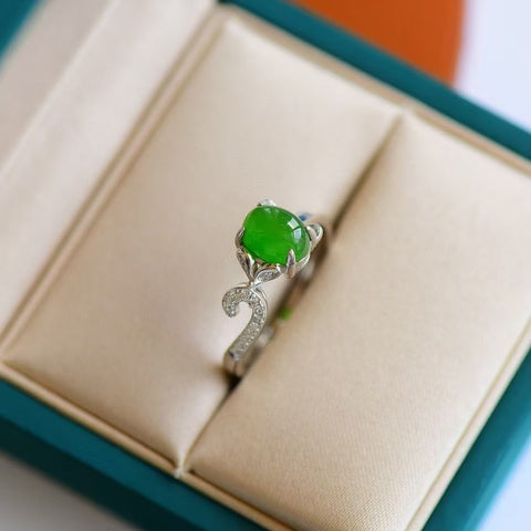 11150 Cincin Jasper Alami & nbsp; Ukuran 6 * 8mm yang terbuat dari batu giok perak 925 yang bersih, halus, dan hangat Sudah termasuk pajak pengiriman.