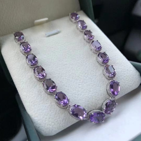 Gelang batu kecubung alami dari perak 925, ukuran 5 * 7mm, kualitas sempurna, gaya yang indah, sudah termasuk pajak pengiriman.