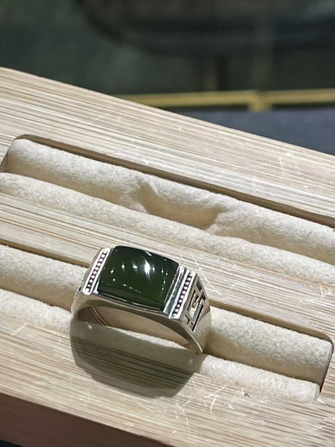 Cincin bahan Giok Alami 180 yang terbuat dari perak 925 Ukuran 12 * 9mm Giok halus dan hangat Gaya elegan sudah termasuk pajak pengiriman