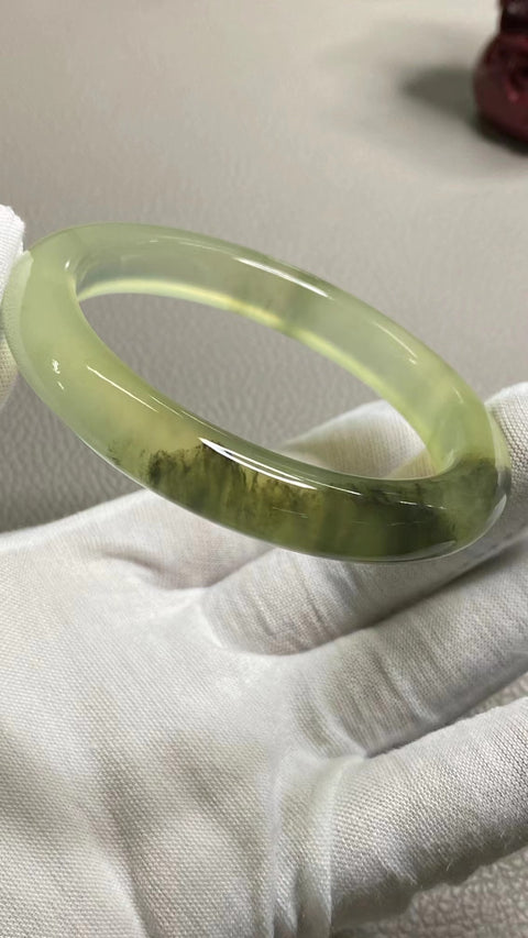 Gelang Warna Musim Semi Giok Cui Giok Alami Warna Gradien Alami Ukuran 5-61mm Ukuran 60.2mm Lebar Sisi 11mm Giok semuanya terjadi secara alami Pola acak Pajak Pengiriman Termasuk