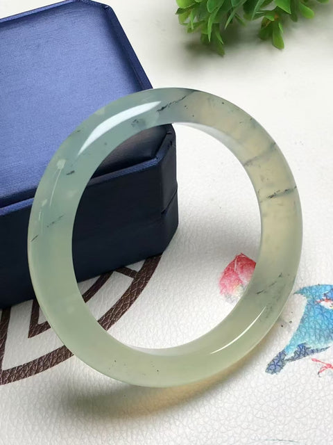 Gelang Tinta Es Batu Giok Cui Alami Ukuran 65,3 * 14 * 8 * 9mm Batu giok terjadi secara alami Pola acak termasuk pajak pengiriman