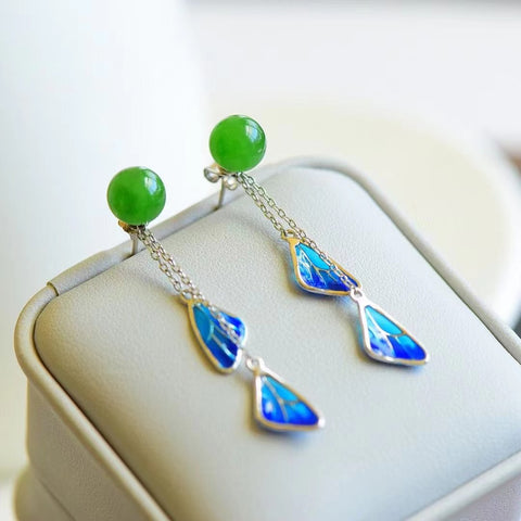Anting Pejantan Jasper Alami 925 Perak Gaya pengaturannya sangat indah dan murah hati, gioknya halus dan hangat, dan desainnya unik, termasuk pajak pengiriman.
