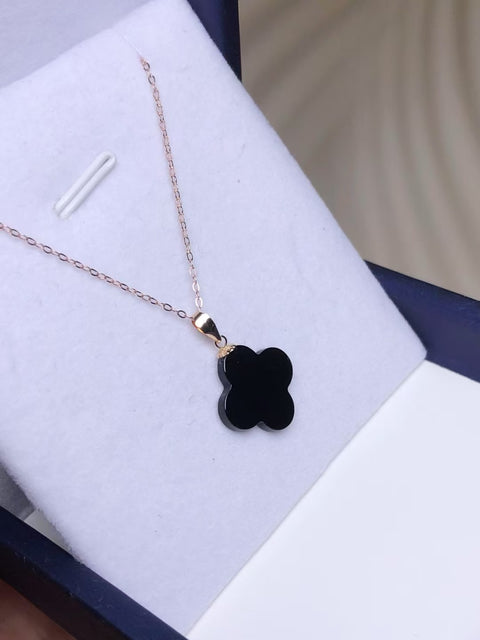Kalung Jerami Beruntung Onyx Alami Pengaturan emas 18k Ukuran 14 * 2mm Giok baik-baik saja dan hangat, gaya yang indah sudah termasuk pajak pengiriman.