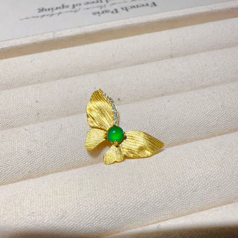 Kalung Kupu-kupu Jadeite Guatemala Alami Ukuran 4mm Ukuran Keseluruhan 22.8 * 13.6mm Kira-kira 925 Pengaturan Perak Termasuk Pajak Pengiriman.