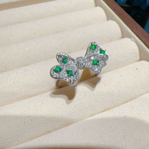 Cincin Pita Jadeite Alami 925 Pengaturan Perak Ukuran Lingkaran 2.5mm Lingkaran yang Dapat Disesuaikan Termasuk Pajak Pengiriman