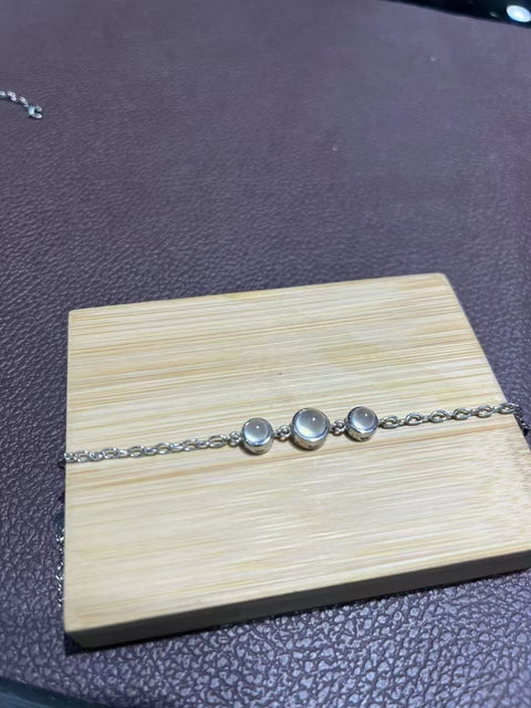 Gelang Es Tinggi Giok Alami Ukuran Besar 6mm Ukuran Kecil 5mm 925 Gaya Pengaturan Perak Sederhana Termasuk Pajak Pengiriman