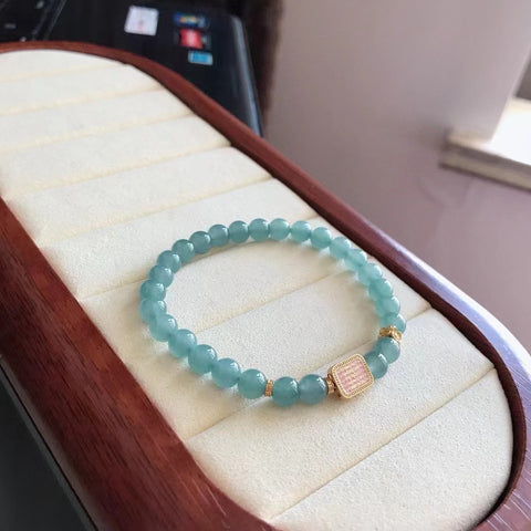 Gelang batu giok Guatemala alami dengan desain jepitan perak berwarna 925 Luminescent Sudah termasuk pajak pengiriman