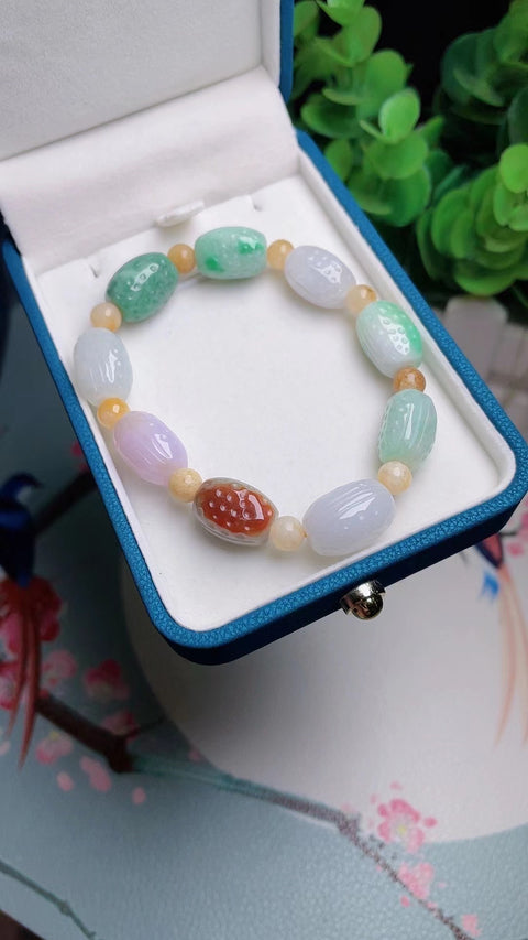 Untaian Jadeite Alami Bahan batu giok tua Jade bersih dan hangat, penuh dengan kepala air Ukuran 1,5 * 1,0 cm Pengiriman dan pajak sudah termasuk.
