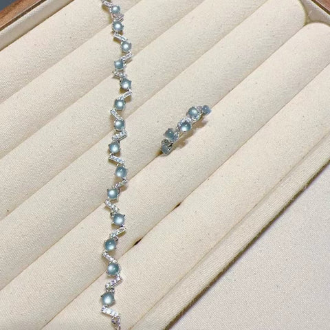 Barang-barang alami Guatemala Jadeite Set 925 tatahan perak Ukuran 3mm Panjang 18cm (termasuk rantai ekstensi 3cm) Gaya Indah & Termasuk Pajak Pengiriman