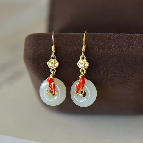 2849-2 Anting Kancing Damai Giok Hetian Giok Alami 925 Tatahan Perak Ukuran 13 * 13mm Giok adalah gaya yang halus dan hangat, indah.