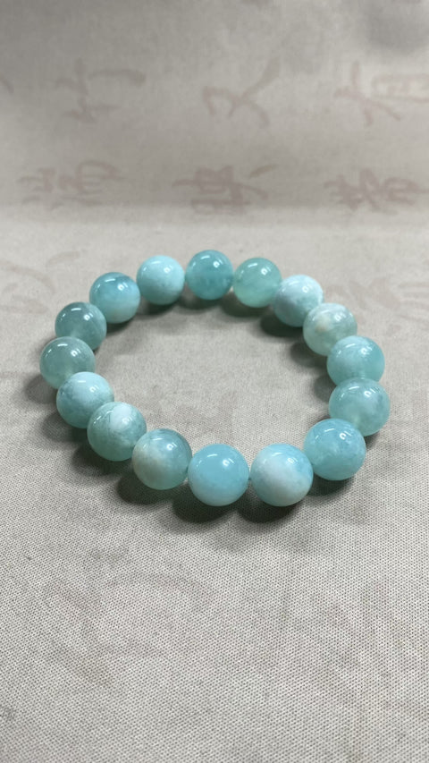 Gelang Giok Xiuyan yang Indah – Biru langit, biru laut, Ukuran: 12mm, gratis ongkos kirim dan pajak.