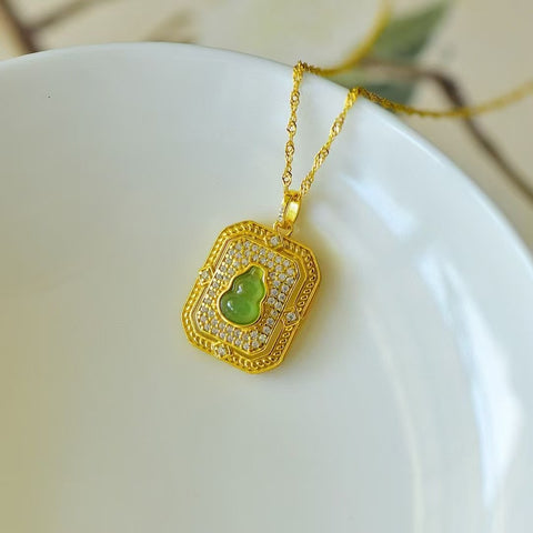 10852-2 Kalung Labu Jasper Alami Ukuran 5 * 7mm Giok baik-baik saja dan hangat, gaya yang indah, sudah termasuk pajak pengiriman.