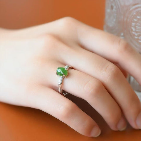 11156 Cincin Jasper Alami & nbsp; Ukuran 8 * 6mm 925 Perak Pengaturan Giok bersih dan halus dan hangat Termasuk pajak pengiriman.