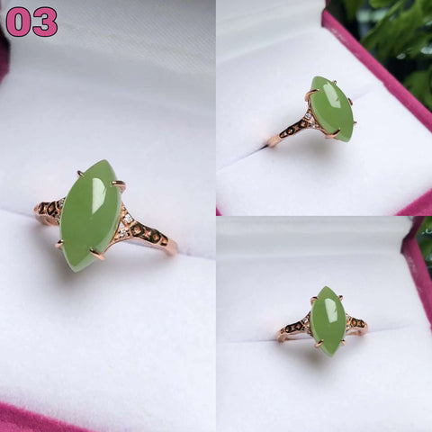 Baru‼️ Hetian giok jasper bahan lubang tua 『cincin mata kuda apel』🍏🍏 warna hijau zamrud bertatahkan perak 925 berwarna dengan adjustable ring ( bisa disetel ) Ukuran: 14 x 7mm Gratis ongkir dan pajak