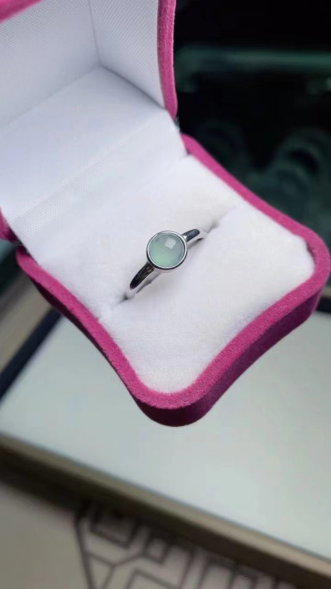 Cincin Giok Guatemala Alami Giok bersih dan halus dengan tatahan perak 925 Ukuran 0,6 Gaya sederhana sudah termasuk pajak pengiriman