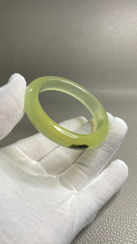 Gelang Lukisan Pemandangan Giok Cui Alami Ukuran 49-51mm Ukuran 50.6mm Lebar Samping 11.4mm Giok semuanya terjadi secara alami Pola acak termasuk pajak pengiriman