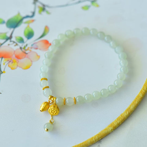 8836-6# Gelang rumbai jimat keberuntungan dari perak sterling 925 bertatahkan giok Hetian (bahan air jernih). Spesifikasi giok: manik-manik 6mm. Gratis ongkos kirim dan pajak.