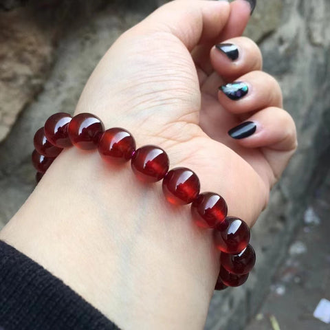 Gelang Lingkaran Tunggal Garnet Merah Oranye Alami, Manik-manik Ukuran 9mm Kristalnya jernih, sedikit kapas, dan warna merahnya cukup indah di bawah cahaya alami. sudah termasuk pajak pengiriman.