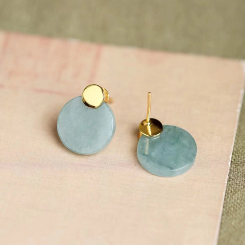 Anting-anting batu giok Guatemala alami yang terbuat dari batu giok 925 perak, bersih, halus dan hangat, klasik dan bergaya, sudah termasuk pajak pengiriman.