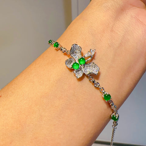 Gelang Kupu-kupu Jadeite Alami yang terbuat dari perak 925 Ukuran 3,5 mm Giok halus dan hangat, gaya yang indah sudah termasuk pajak pengiriman.
