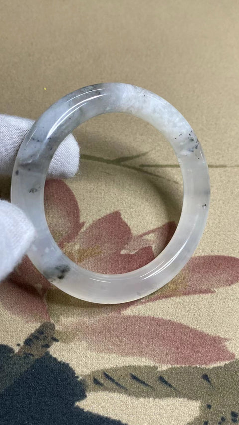 Gelang Tinta Gunung Batu Giok Cui Cui Alami Ukuran 55-56mm Ukuran 56.7mm Lebar Sisi 9.7mm Batu giok semuanya muncul secara alami Pola acak Sudah termasuk pajak pengiriman.