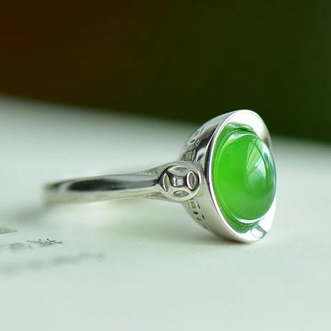 Cincin Dolar Jasper Alami & nbsp; Pengaturan Perak 925 Ukuran 6 * 8mm Giok bersih dan halus dan hangat Termasuk ongkos kirim dan pajak.