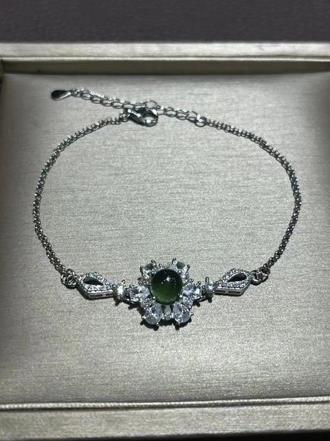 Gelang Kepingan Salju Giok Alami Giok yang bersih, halus dan hangat, terbuat dari perak 925, ukuran 6mm, sudah termasuk pajak pengiriman.