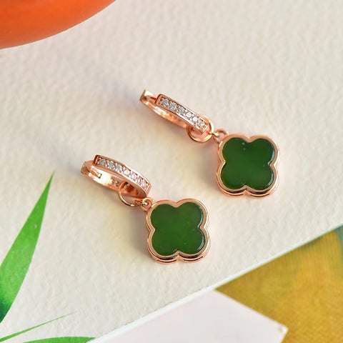 Anting Semanggi Jasper Jasper Alami 925 Perak Bertatahkan Giok Pengerjaan Khusus Desain Khusus &nbsp; Pajak Pengiriman Sudah Termasuk Pajak Pengiriman Sudah Termasuk