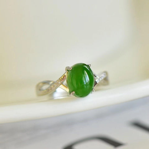 Set Cincin Jasper Alami dalam Gaya Giok Bersih Perak 925 Perak Ukuran 7 * 9mm Termasuk pajak pengiriman