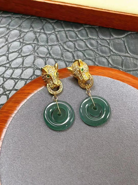 Anting Giok Guatemala Alami Giok bersih dan halus, gaya yang indah, desain eksklusif, sudah termasuk pajak pengiriman.