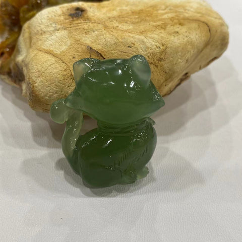 Kucing Keberuntungan: Liontin Giok Alami - Kucing Keberuntungan🐱, Ukuran: 40✖️34mm Sudah termasuk pajak pengiriman.