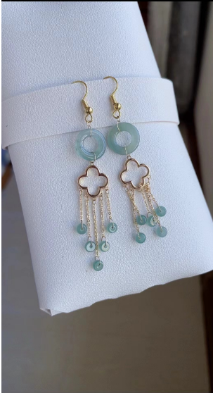 Anting-anting batu giok Guatemala alami dengan pengaturan perak 925, penuh dengan kepala air, sangat elegan, sudah termasuk pajak pengiriman!