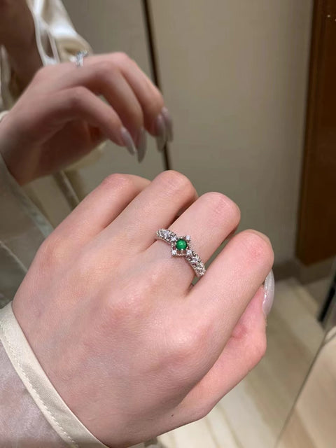 Cincin Renda Air Biru Guatemala Jadeite Alami dari 925 Perak Desain Kecil Segar Giok bersih, halus dan hangat Termasuk Pajak Pengiriman