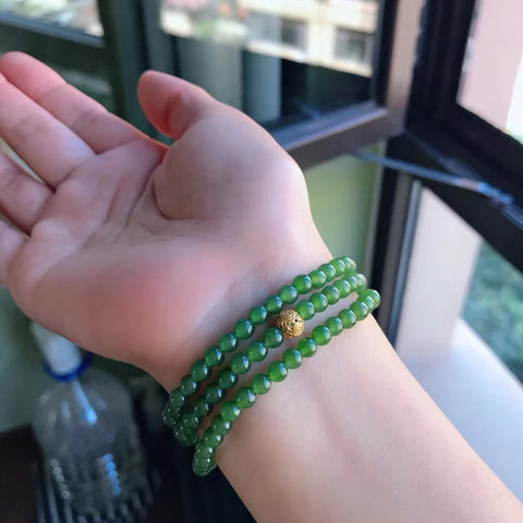 Gelang dan Kalung Jasper Rusia Alami & Gelang&nbsp; Bahan Pit Tua Ukuran 5mm Dengan Aksesori Perak 925 Giok bersih dan halus serta hangat Sudah termasuk pajak pengiriman.