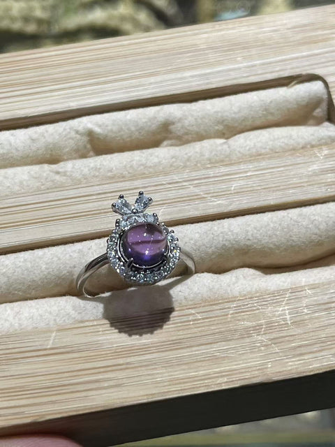 Cincin Set Kecubung Alami 8mm, Anting 7mm, Gelang 6mm, Dibuat dari Perak 925, Sedingin Es dan Jernih, Gaya Cantik