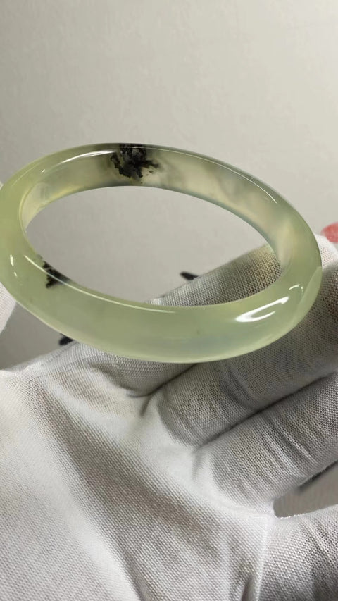 Gelang Tinta Giok Cui Alami Ukuran 59-61mm Ukuran 60.2mm Lebar Sisi 11.8mm Giok terjadi secara alami Pola acak termasuk pajak pengiriman