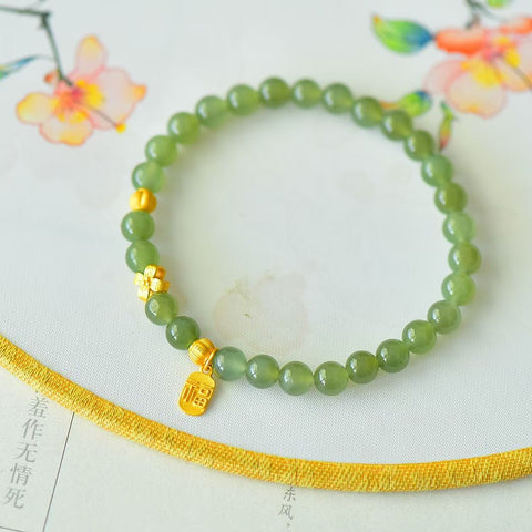8811—6# Giok Hetian, bahan air jernih, manik-manik 6mm, gelang pembawa keberuntungan dan kemakmuran. Gratis ongkos kirim dan pajak.