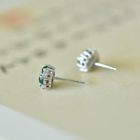 Anting-anting Daun Semanggi Empat Kelopak Batu Giok Cabochon Perak Sterling S925 - 32005 Batu 2,5*2,5. Gratis ongkos kirim dan pajak.