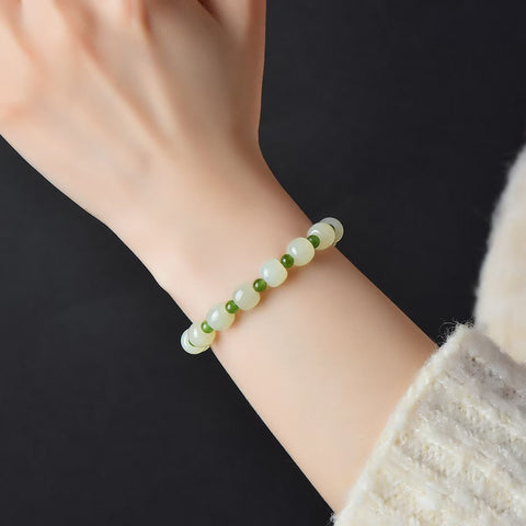 Gelang Untaian Tunggal Batu Giok Hetian 3334# Spesifikasi 4mm dan 6x7mm. Gratis ongkos kirim dan pajak.